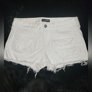 Express White Distressed Jean Shorts